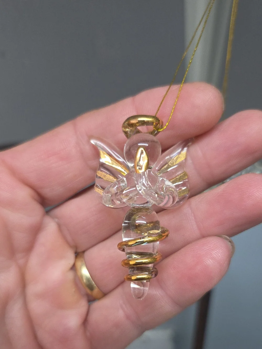 Set of 3 Vintage Hand Blown Glass Angel Ornaments